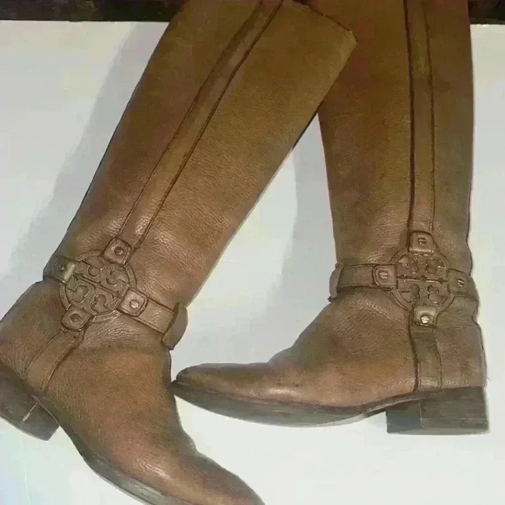 Tory Burch ‘Amanda’ Brown Leather Knee-High Boots | US Women's Size 6.5